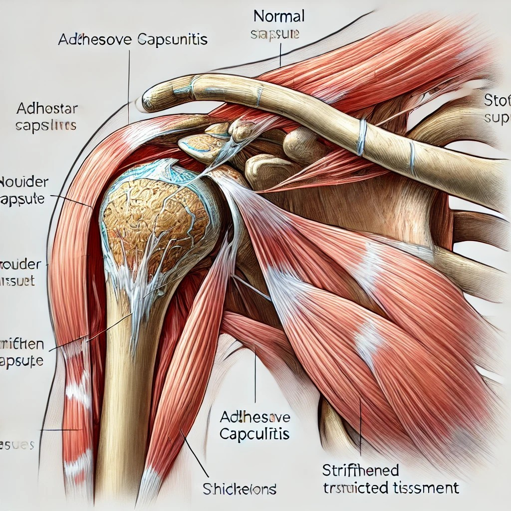 Illustration Of A Shoulder With Limited Mobility Due To Frozen Shoulder Condition.